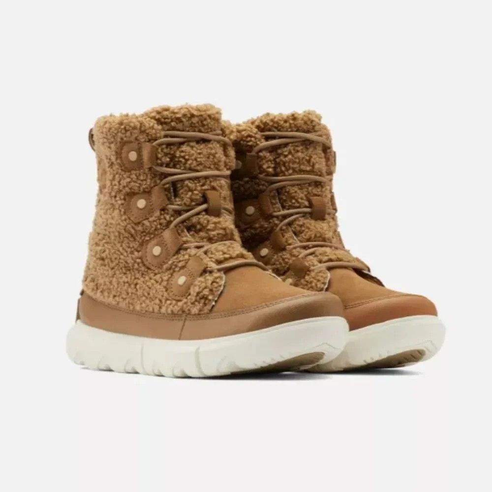 Women's SOREL Explorer II Joan Cozy Boots in Fawn Sheepskin Upper 7.5 WORN ONCE!